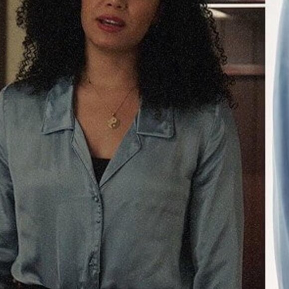 100% SILK Lafayette 148 New York Blue Fitted Button Down Shirt - Picture 2 of 10